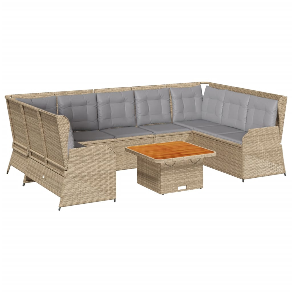 Set Divani da Giardino 7 pz con Cuscini in Polyrattan Beige