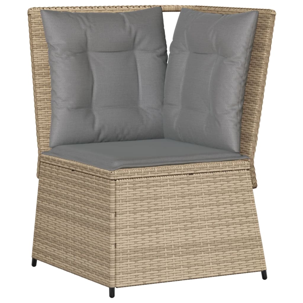 Set Divani da Giardino 7 pz con Cuscini in Polyrattan Beige