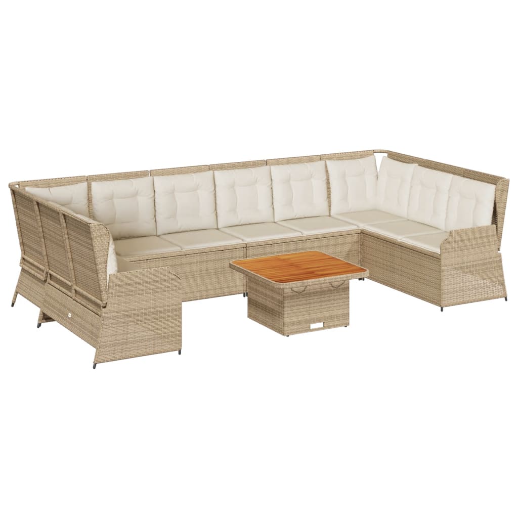 Set Divani da Giardino 7 pz con Cuscini in Polyrattan Beige