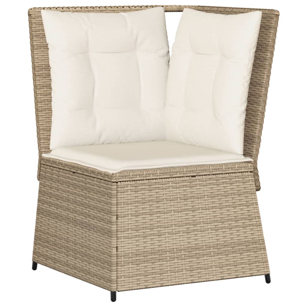 Set Divani da Giardino 7 pz con Cuscini in Polyrattan Beige