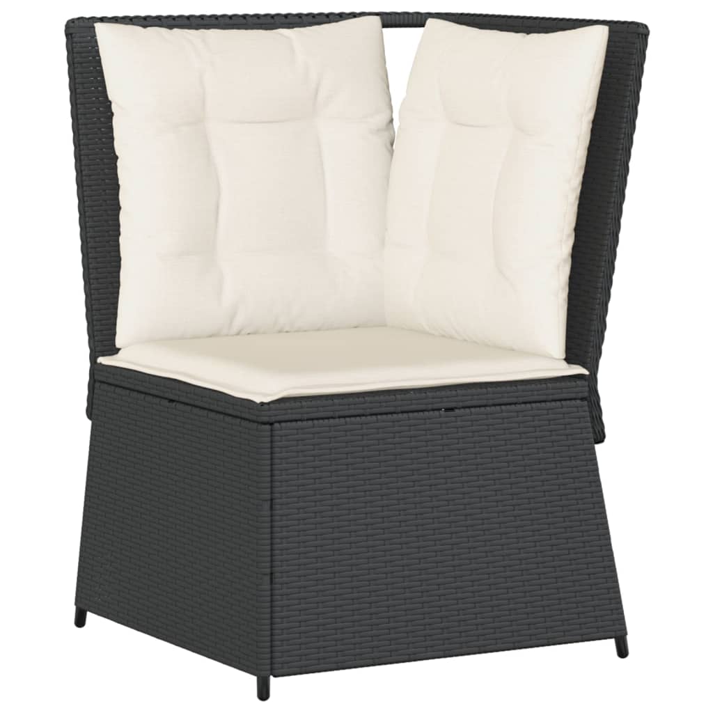 Set Divani da Giardino 5 pz con Cuscini Nero in Polyrattan