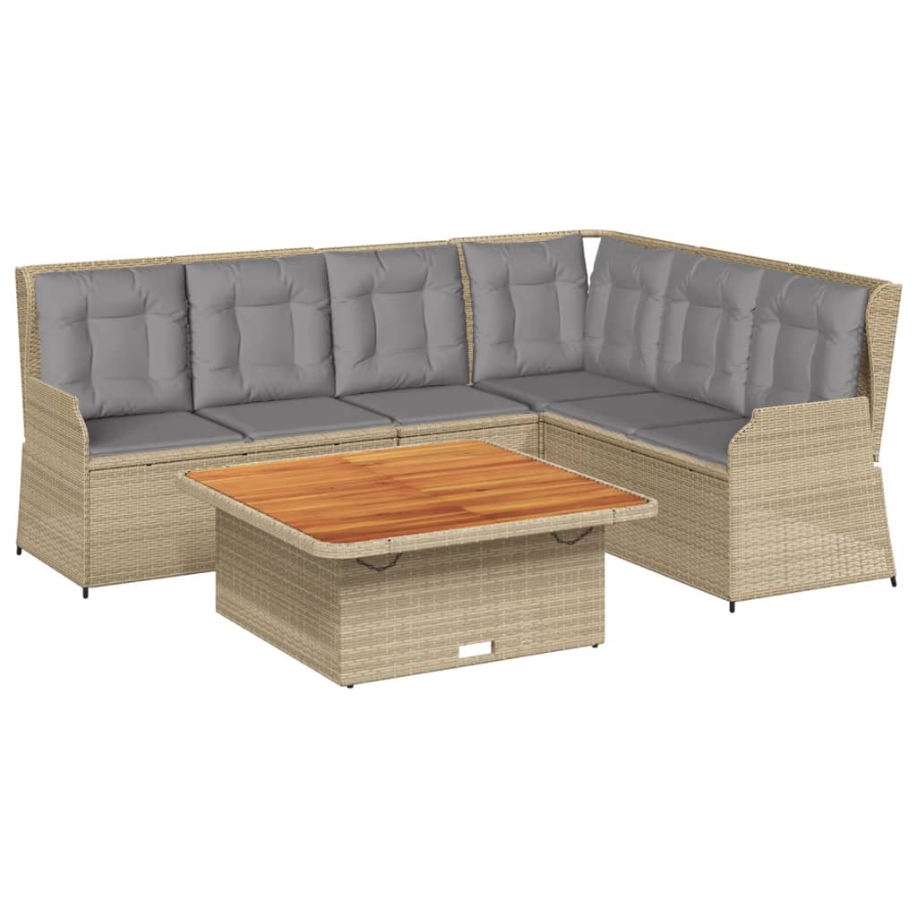 Set Divani da Giardino 5 pz con Cuscini in Polyrattan Beige