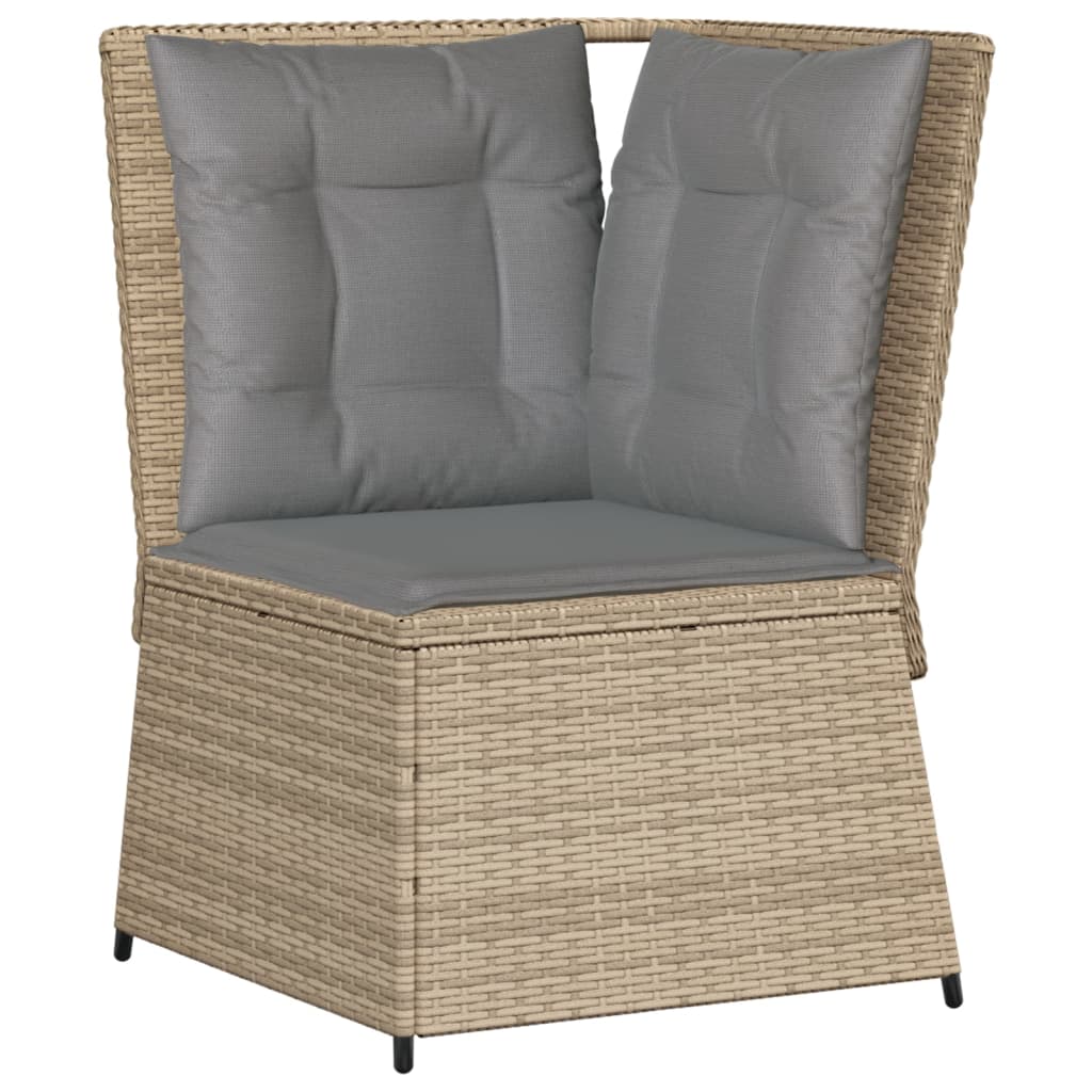 Set Divani da Giardino 5 pz con Cuscini in Polyrattan Beige