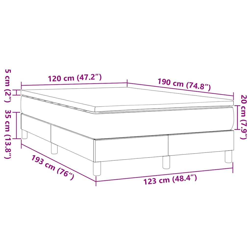 Giroletto a Molle con Materasso Tortora 120x190 cm in Tessuto | homemem39