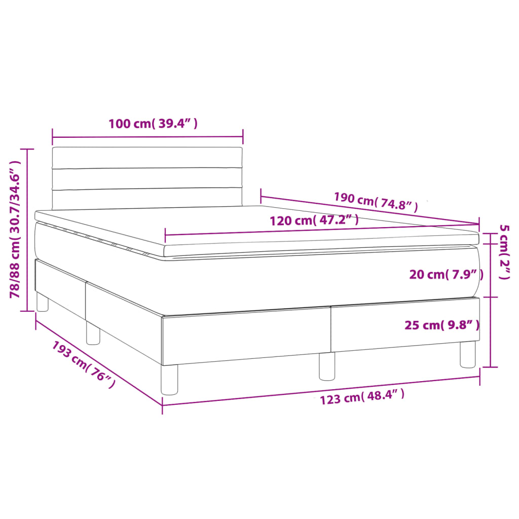 Giroletto a Molle con Materasso Marrone Scuro 120x190cm Tessuto | homemem39