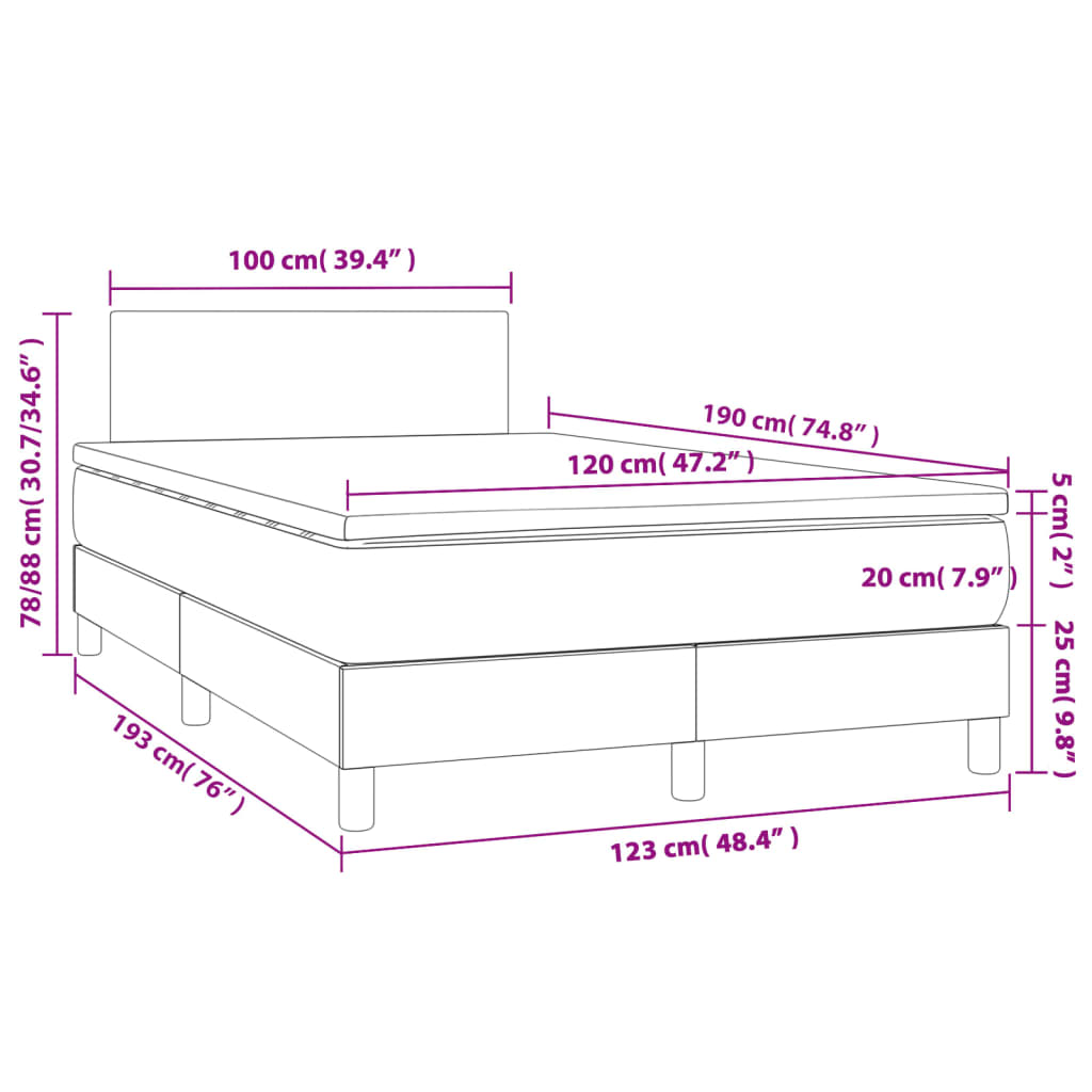 Giroletto a Molle con Materasso Marrone Scuro 120x190cm Tessuto | homemem39