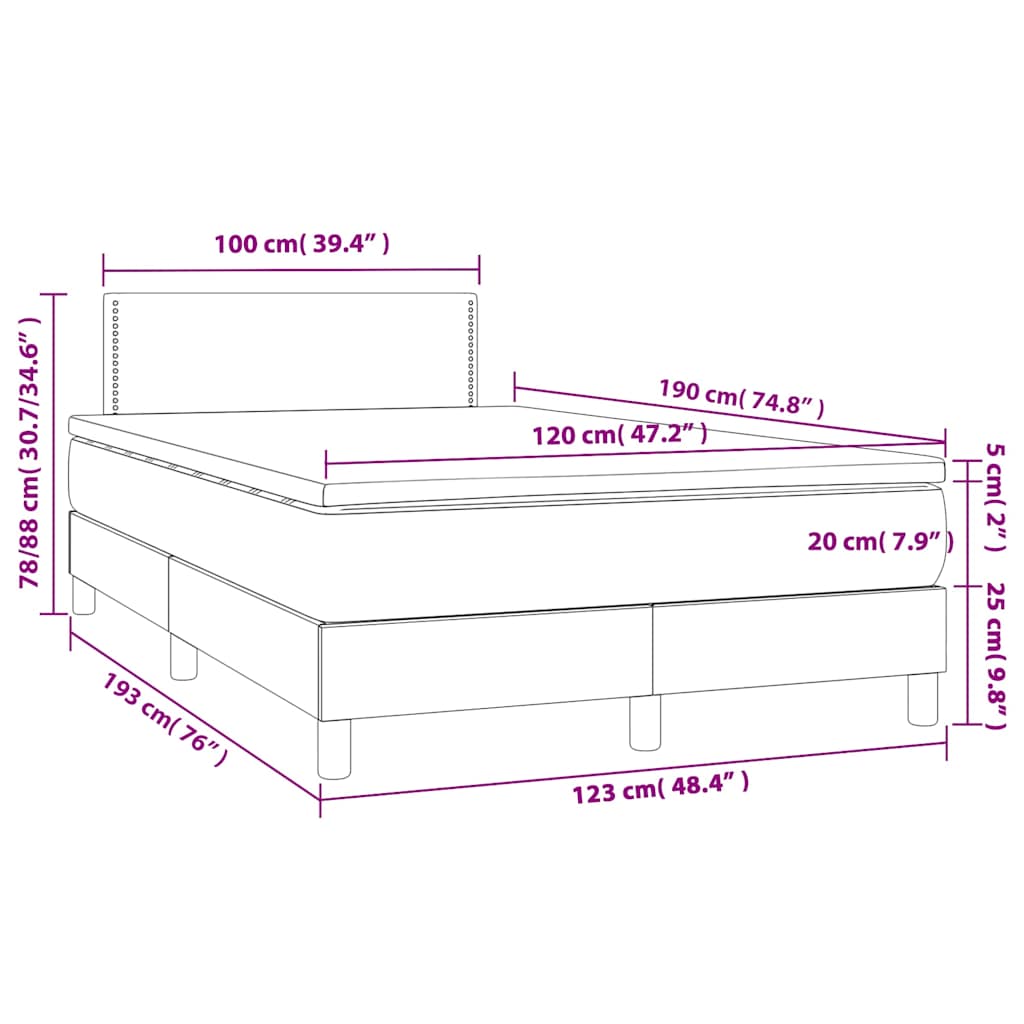Giroletto a Molle con Materasso Blu Scuro 120x190 cm in Velluto | homemem39