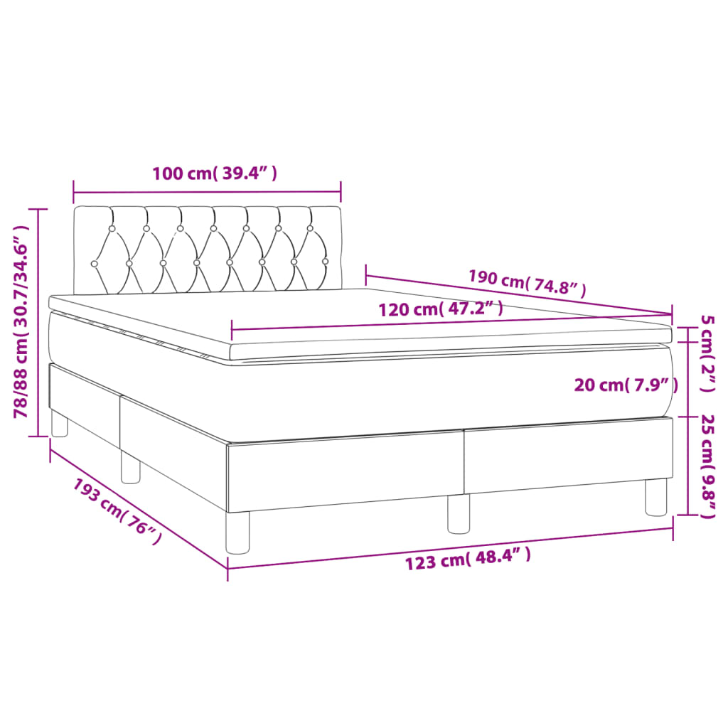Giroletto a Molle con Materasso Rosa 120x190 cm in Velluto | homemem39