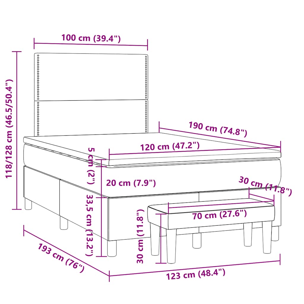 Giroletto a Molle con Materasso Blu 120x190 cm in Tessuto | homemem39