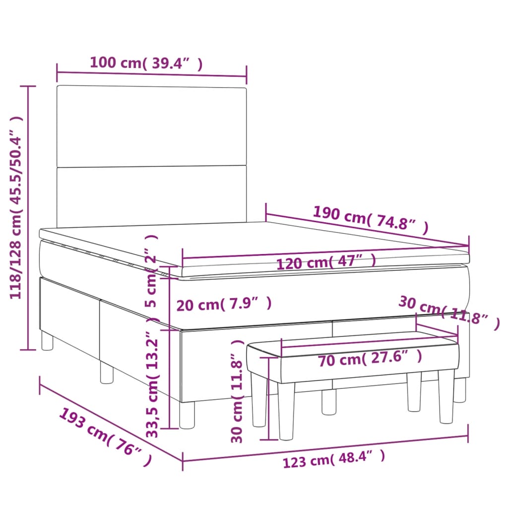 Giroletto a Molle con Materasso Cappuccino 120x190cm Similpelle | homemem39