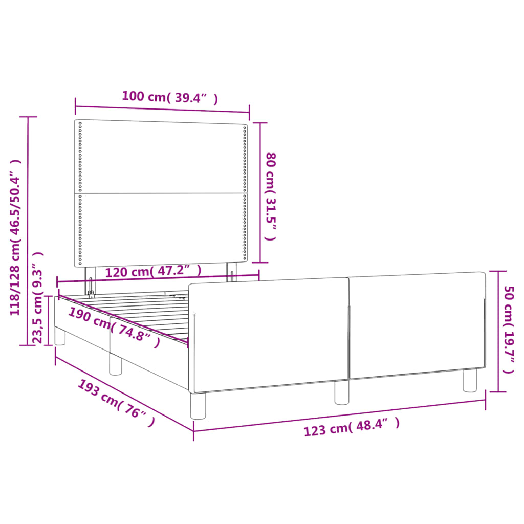 Giroletto senza Materasso Grigio 120x190 cm Similpelle | homemem39