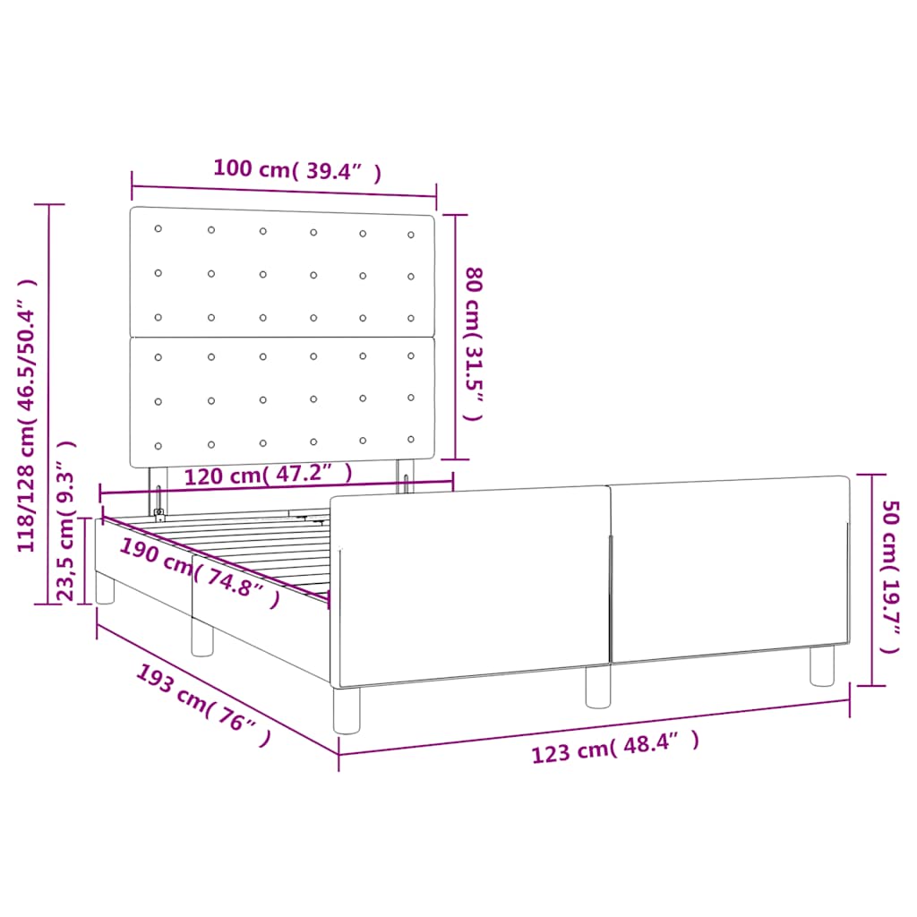 Giroletto senza Materasso Grigio 120x190 cm Similpelle | homemem39