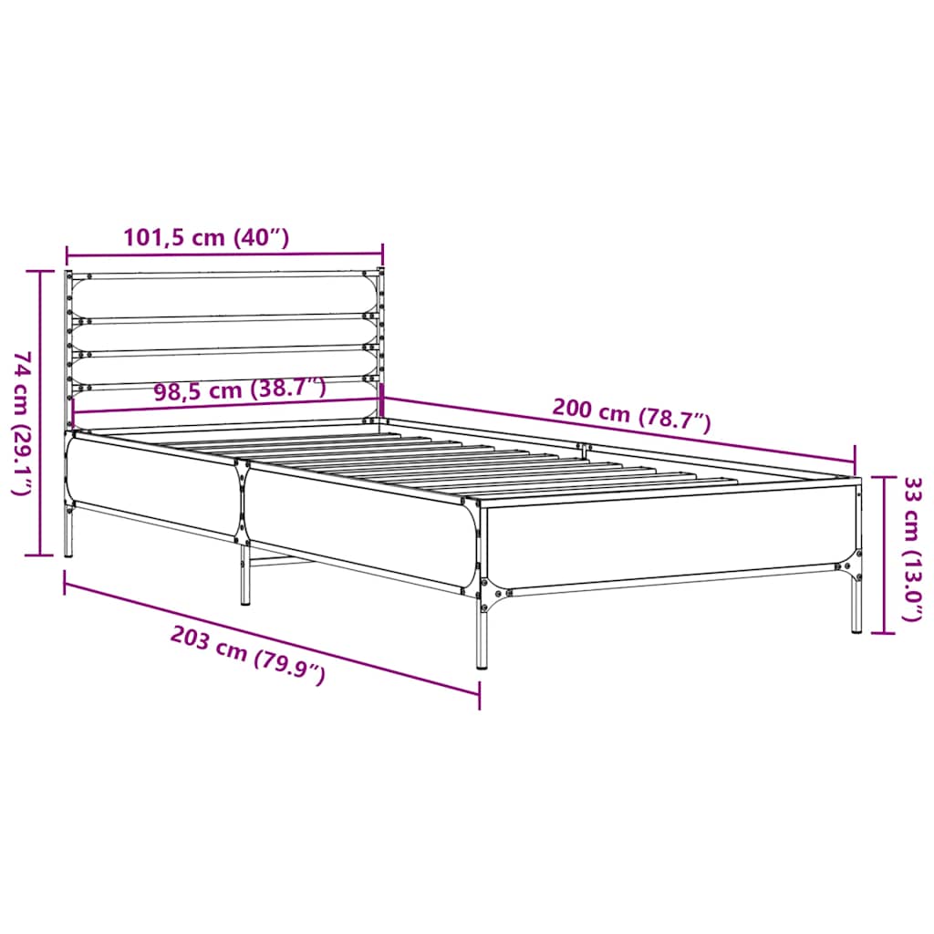 Giroletto Rovere Marrone 100x200 cm Legno Multistrato e Metallo | homemem39