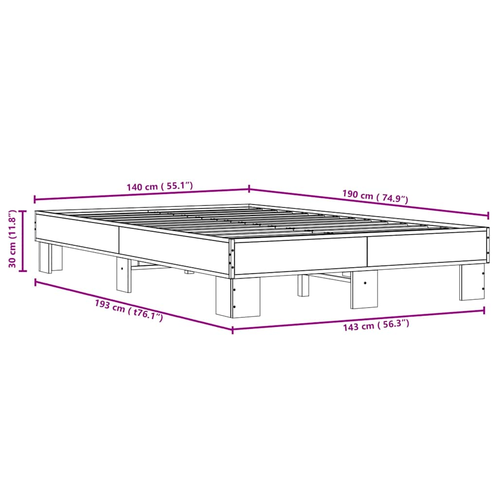 Giroletto Rovere Fumo 140x190 cm in Legno Multistrato Metallo | homemem39