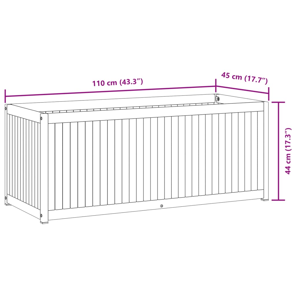 Fioriera da Giardino 110x45x44 cm in Legno Acacia e Acciaio - homemem39