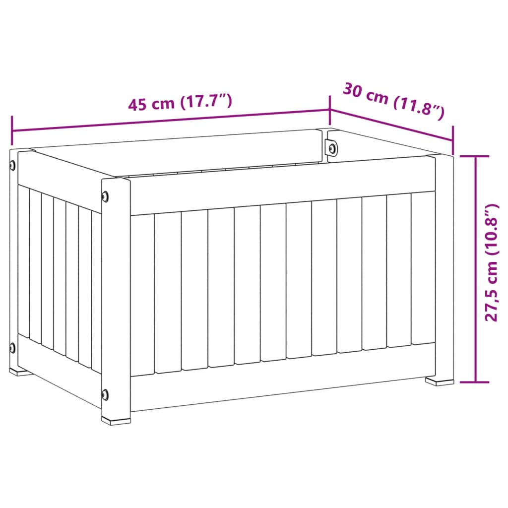 Fioriera da Giardino 45x30x27,5 cm in Legno Massello di Acacia - homemem39