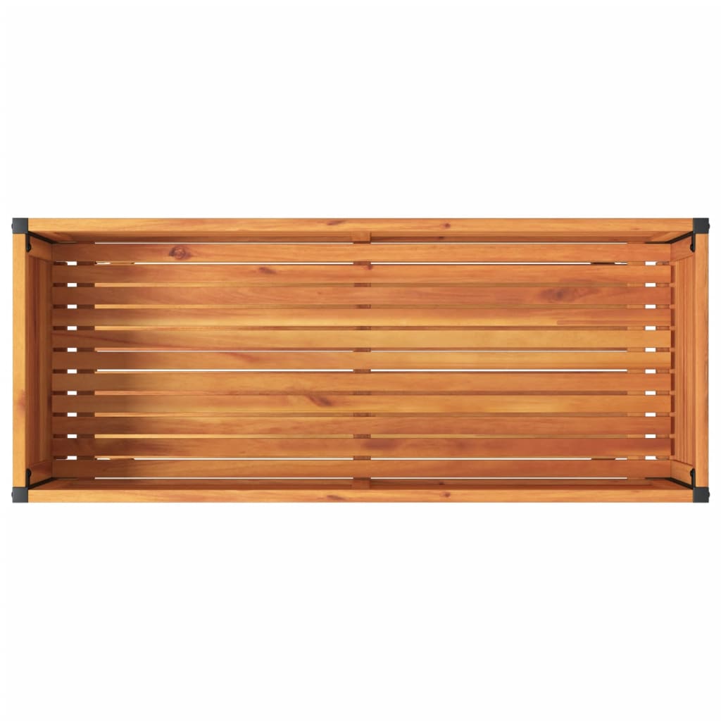 Fioriera con Ripiano 110x45x80 cm in Legno Acacia e Acciaio - homemem39
