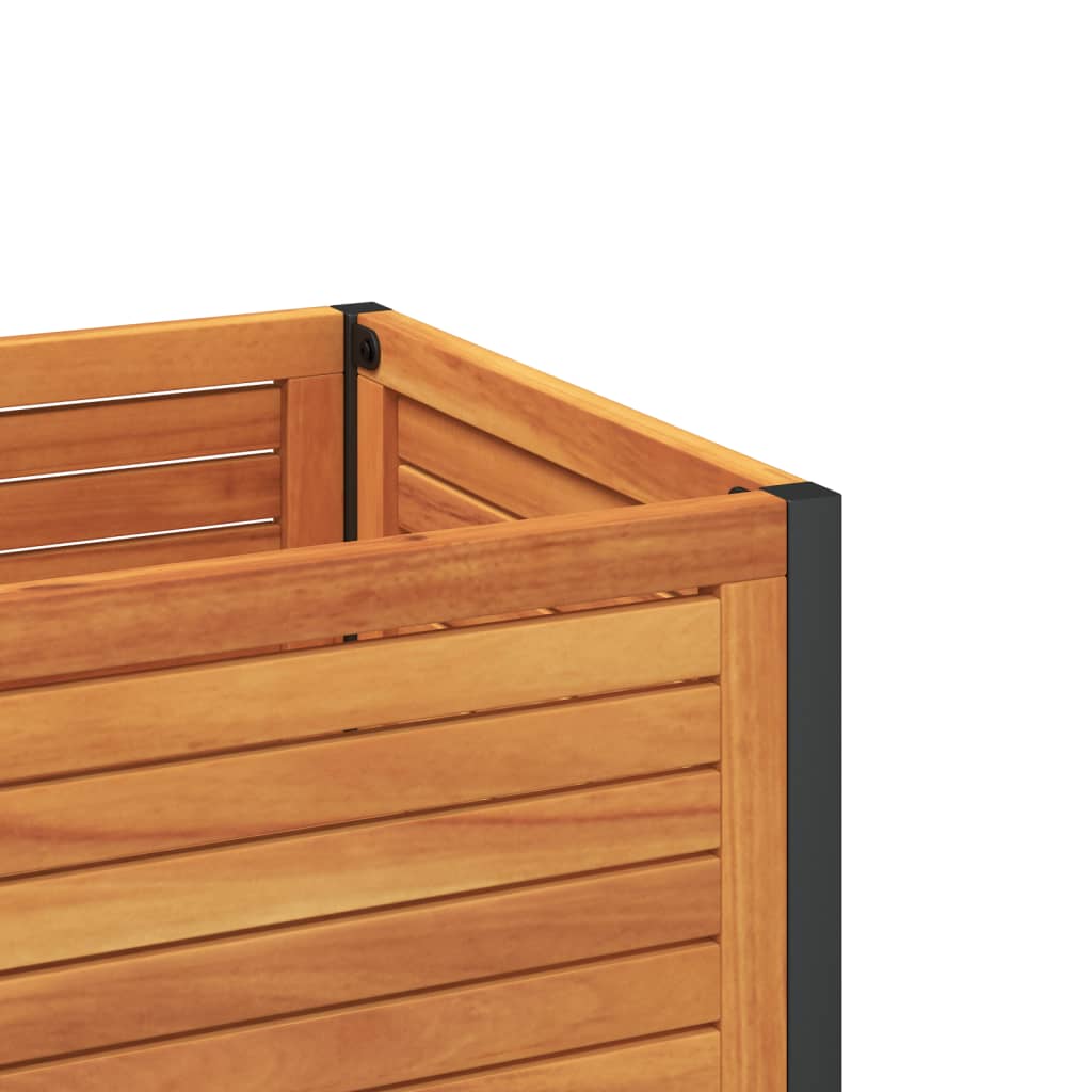 Fioriera con Ripiano 110x45x80 cm in Legno Acacia e Acciaio - homemem39