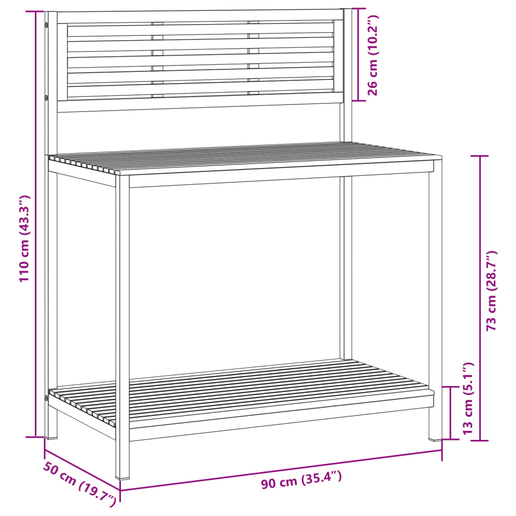 Tavolo da Invasatura 90x50x110 cm in Legno Acacia e Acciaio | homemem39