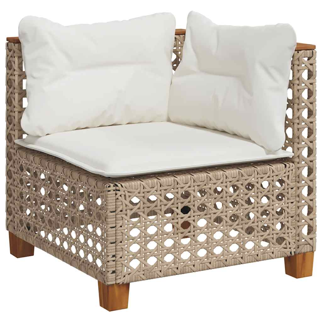 Set Divano da Giardino 8 pz con Cuscini Beige in Polyrattan