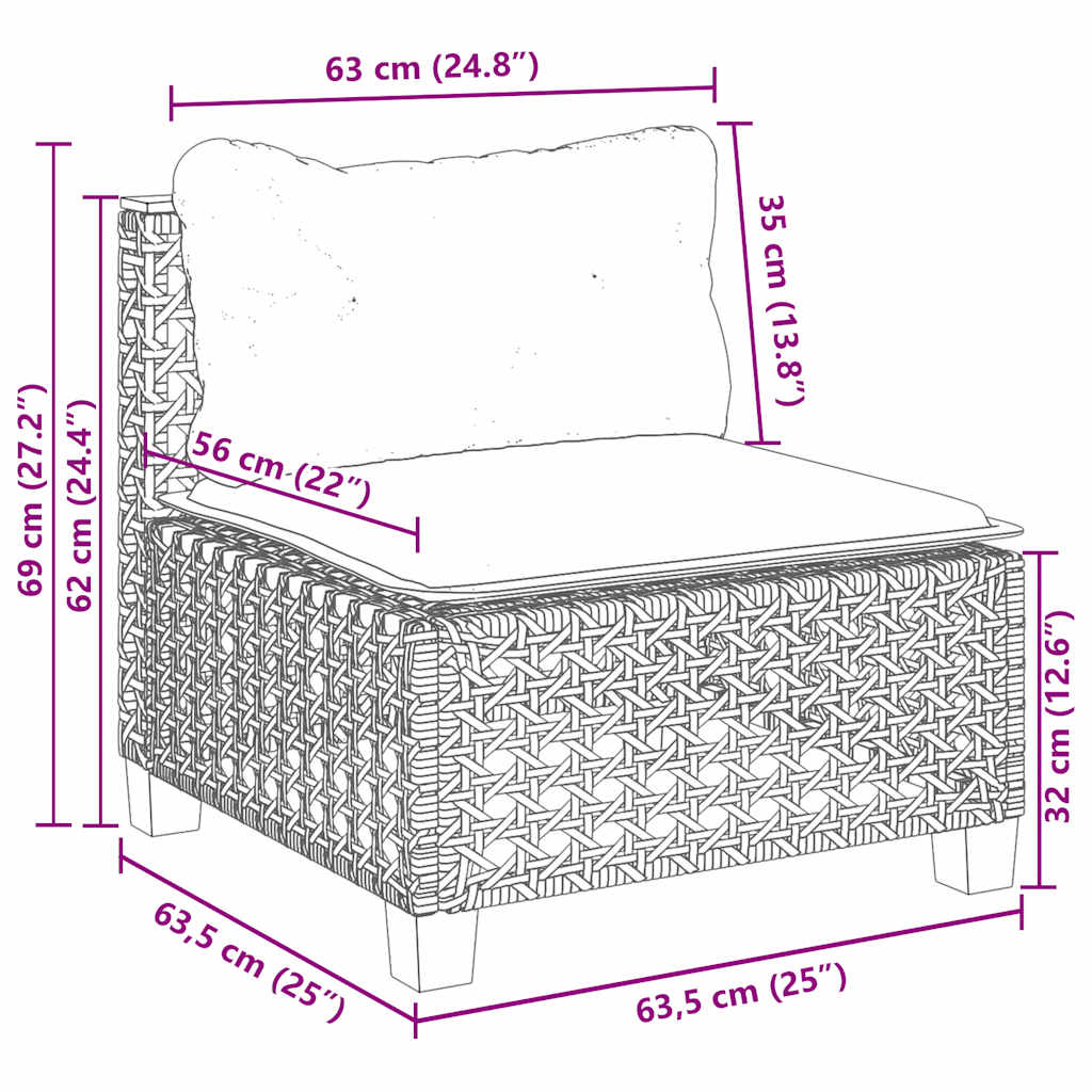 Set Divano da Giardino 4 pz con Cuscini Beige in Polyrattan