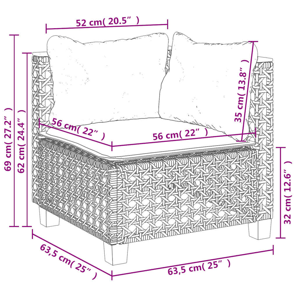 Set Divano da Giardino 8 pz con Cuscini Beige in Polyrattan