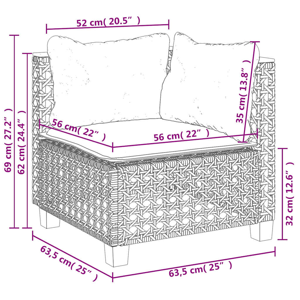 Set Divano da Giardino 6 pz con Cuscini Beige in Polyrattan