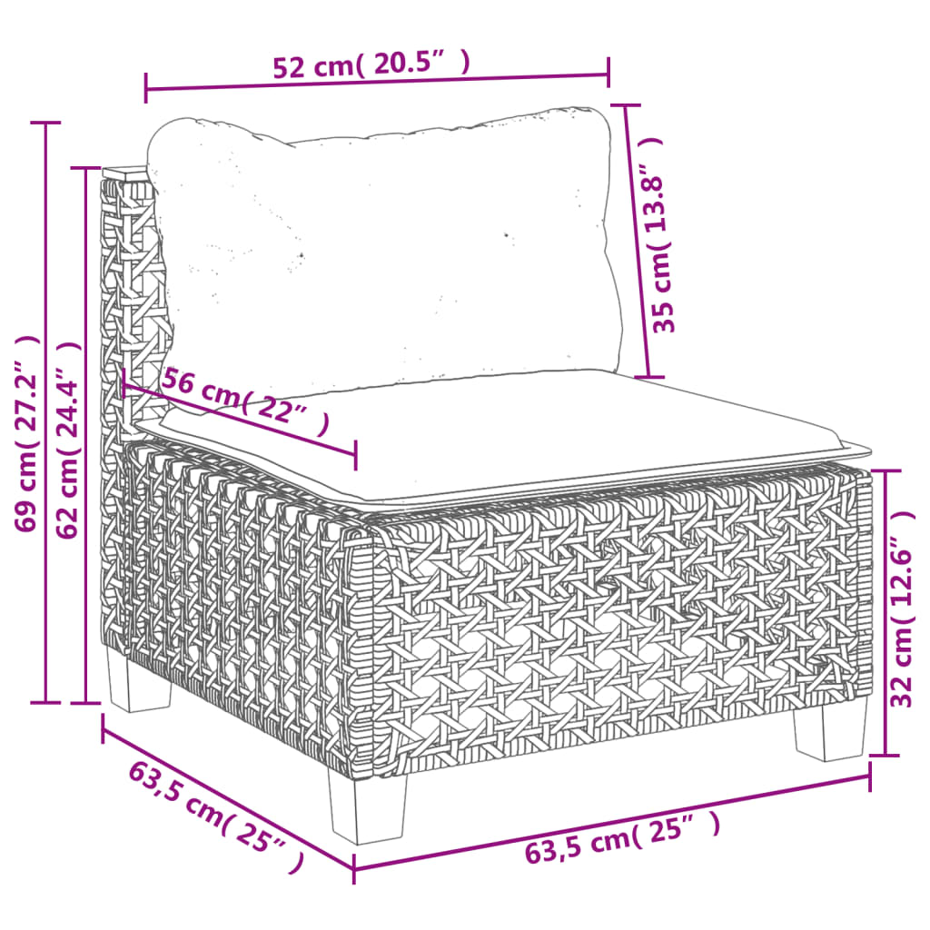 Set Divani da Giardino 11 pz con Cuscini in Polyrattan Nero | homemem39
