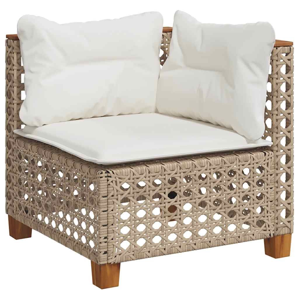 Set Divano da Giardino 10 pz con Cuscini Beige in Polyrattan