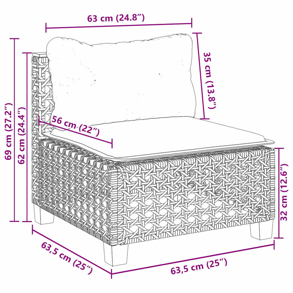 Set Divani da Giardino 11 pz con Cuscini Beige in Polyrattan