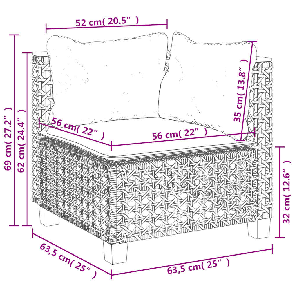 Set Divani da Giardino 11 pz con Cuscini Beige in Polyrattan