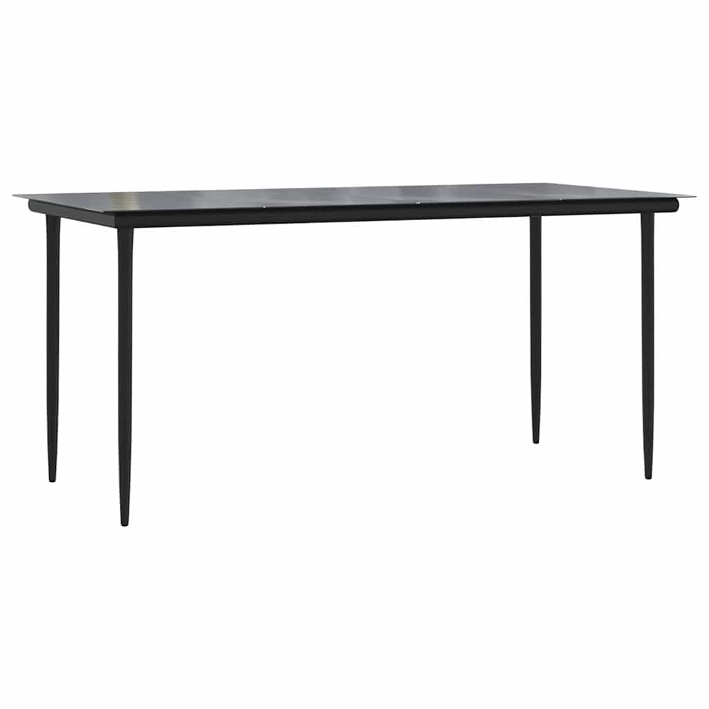 Set da Pranzo per Giardino con cuscino 7 pcs Nero polyrattan