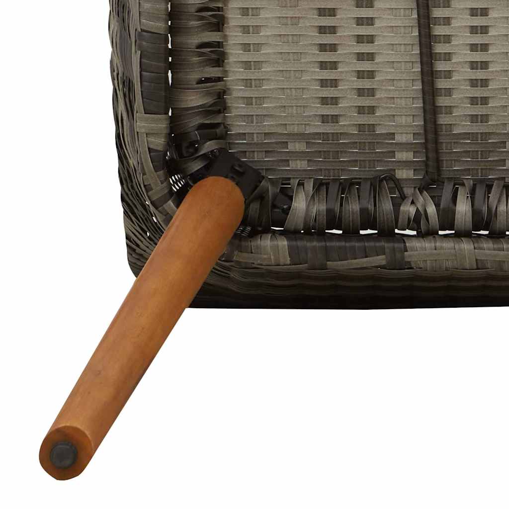 Set da Pranzo per Giardino con cuscino 5 pcs Grigio polyrattan