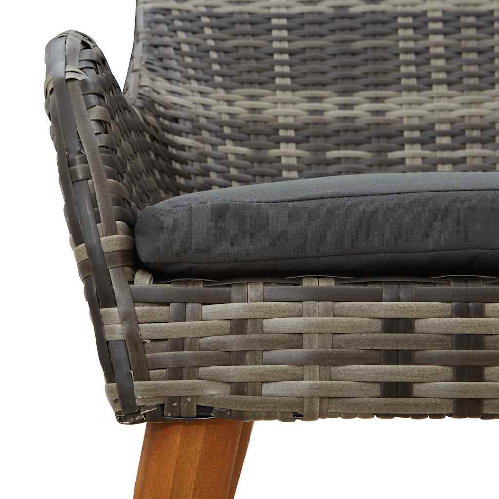 Set da Pranzo per Giardino con cuscino 3 pcs Grigio polyrattan