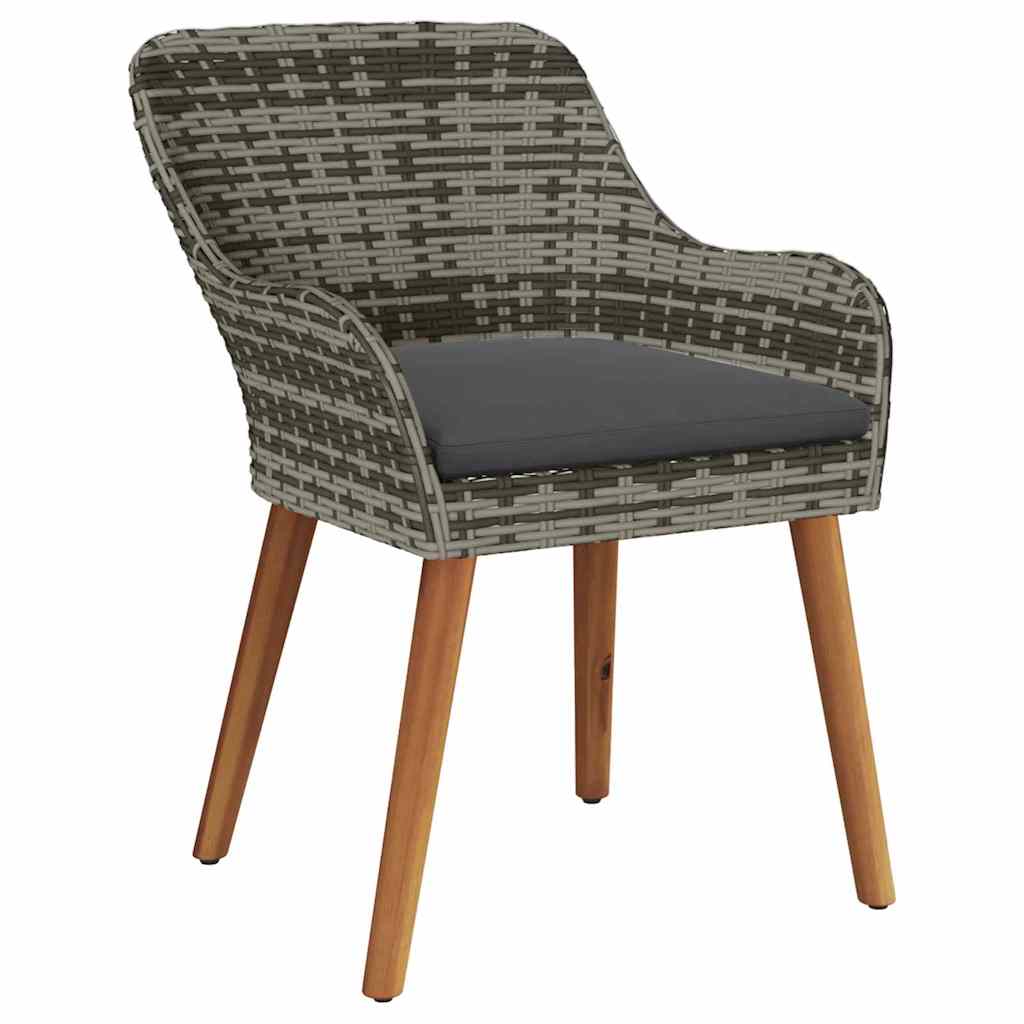 Set da Pranzo per Giardino con cuscino 3 pcs Grigio polyrattan