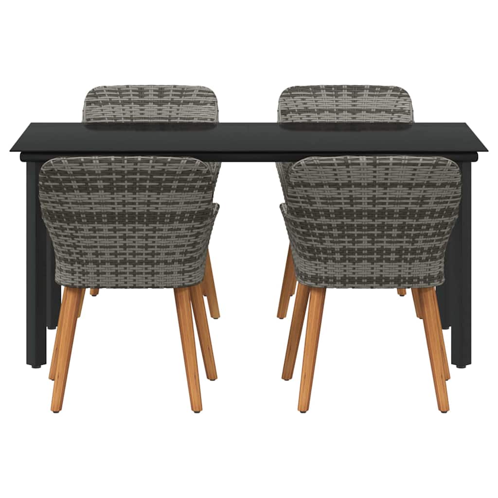 Set da Pranzo per Giardino con cuscino 5 pcs Grigio polyrattan