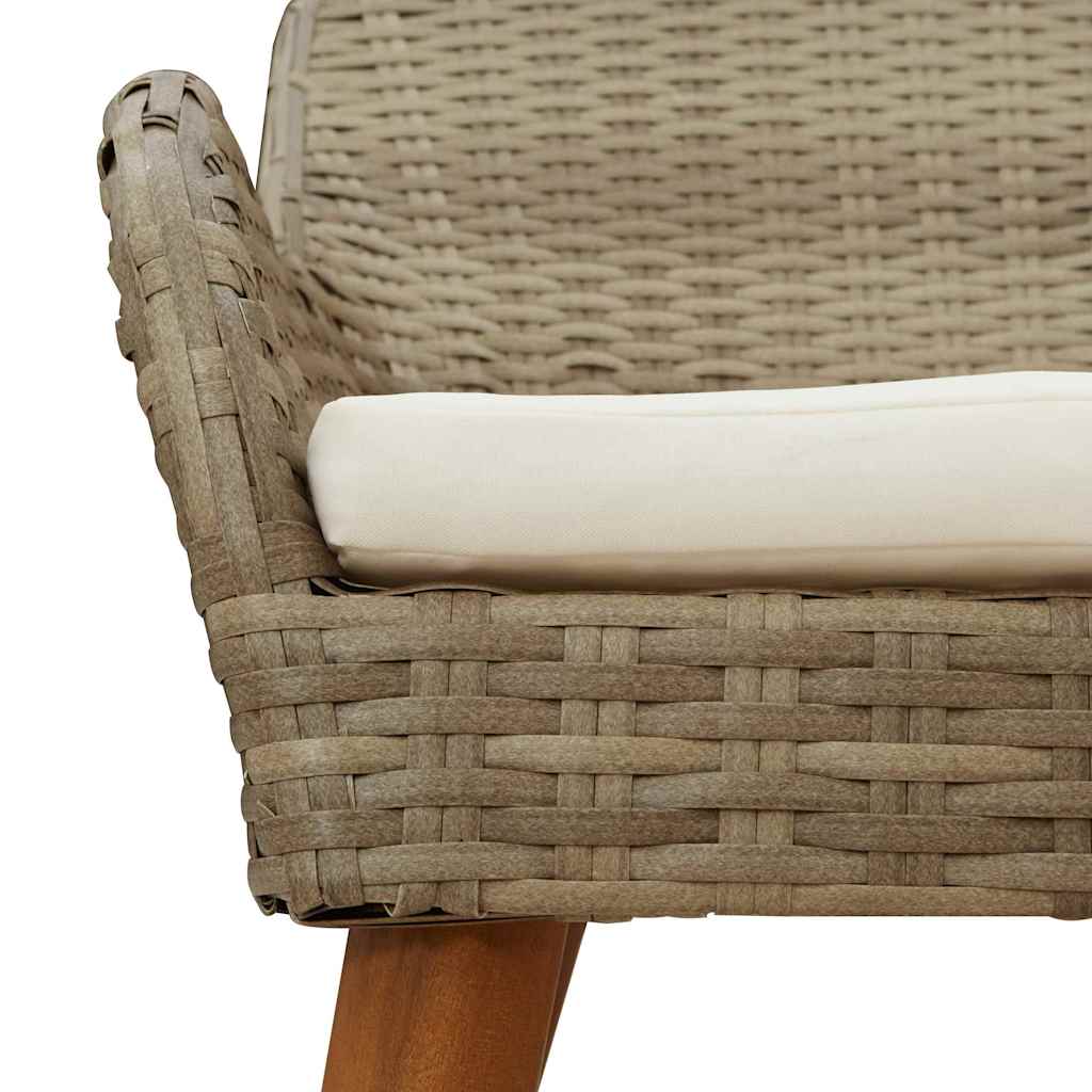 Set da Pranzo per Giardino con cuscino 5 pcs Beige polyrattan