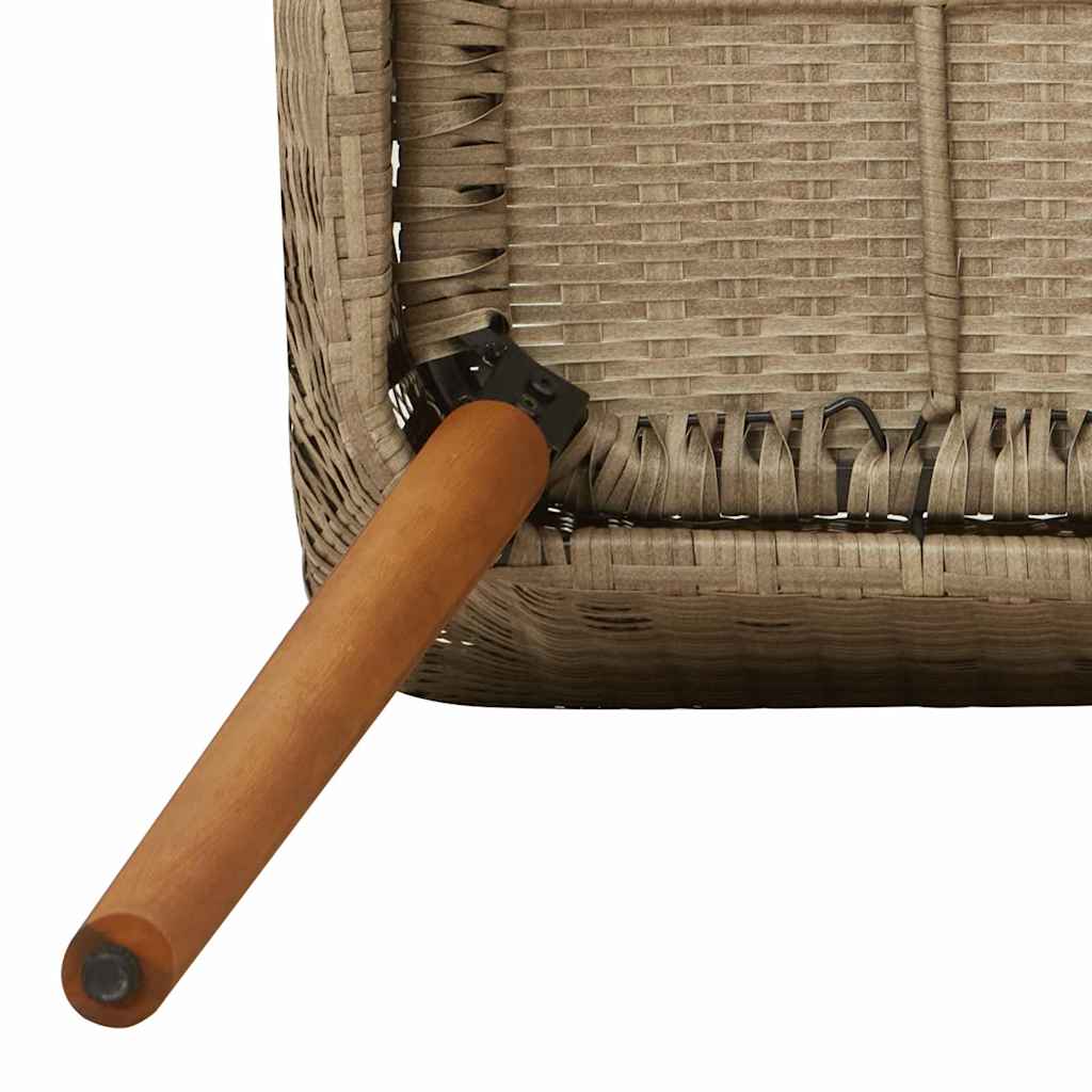 Set da Pranzo per Giardino con cuscino 9 pcs Beige polyrattan
