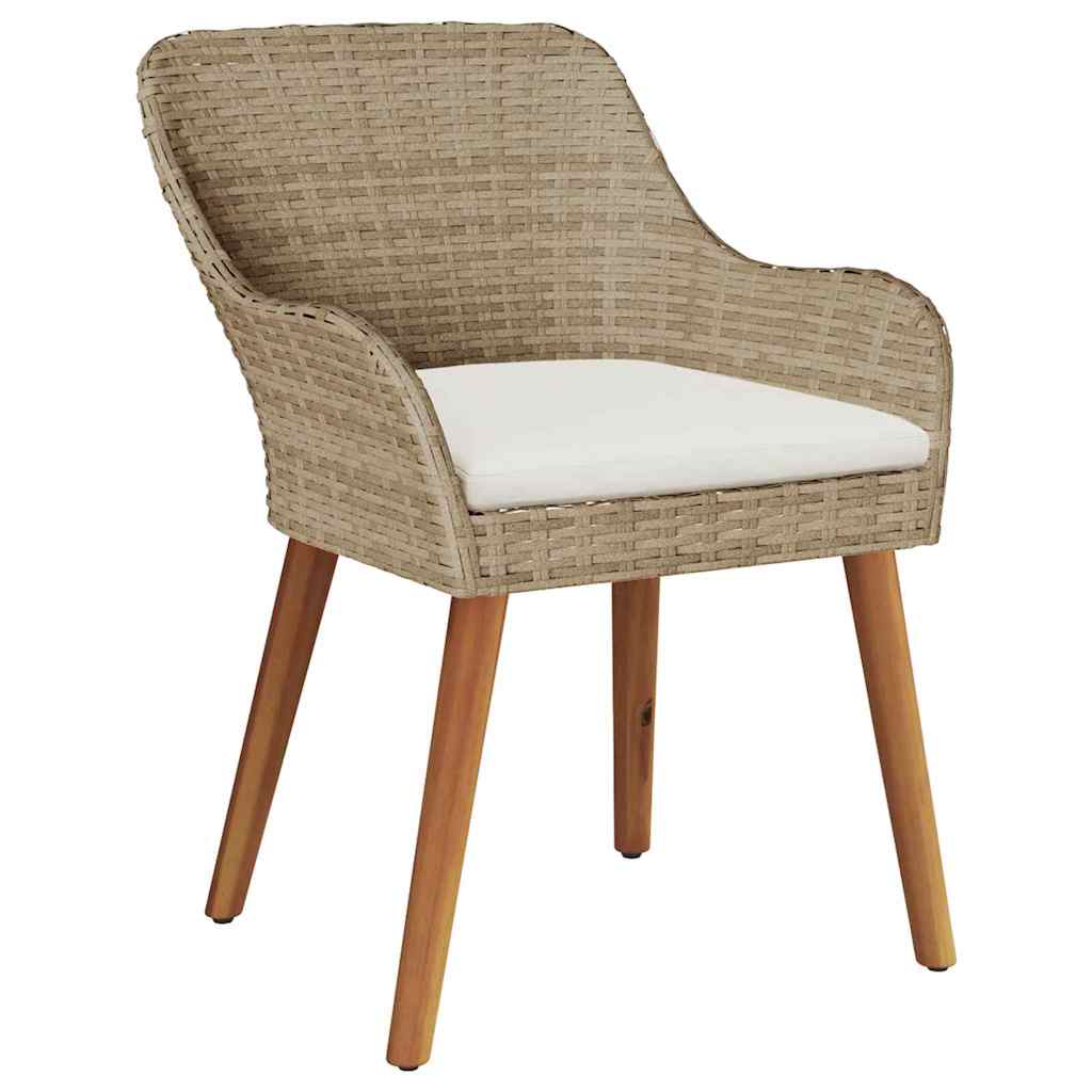 Set da Pranzo per Giardino con cuscino 9 pcs Beige polyrattan