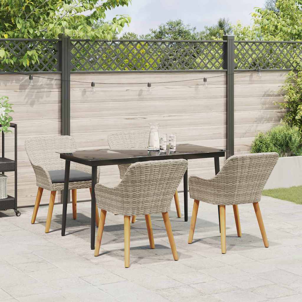 Set da pranzo 5 pcs Grigio chiaro Poly Rattan