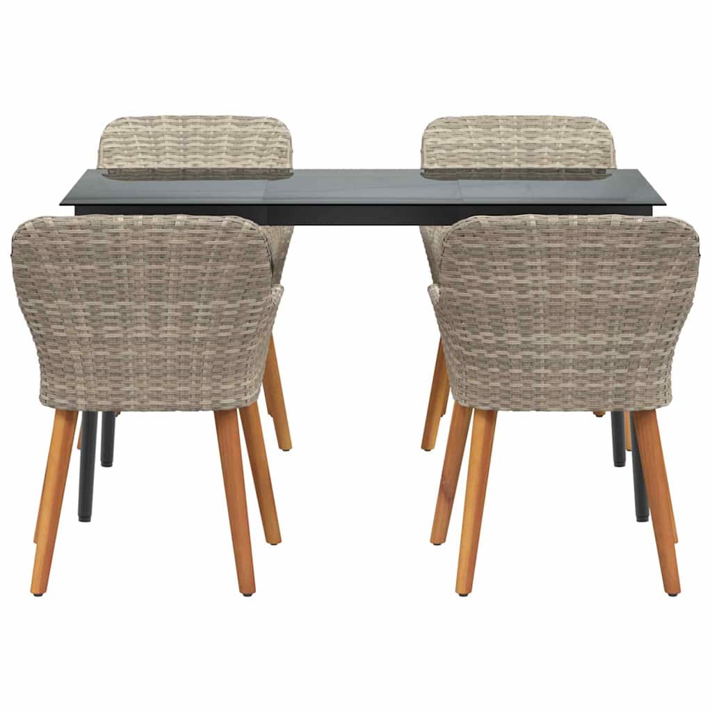Set da pranzo 5 pcs Grigio chiaro Poly Rattan
