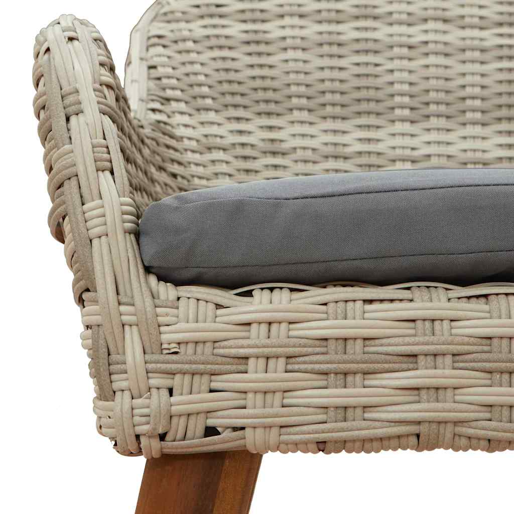 Set da pranzo 7 pcs Grigio chiaro Poly Rattan