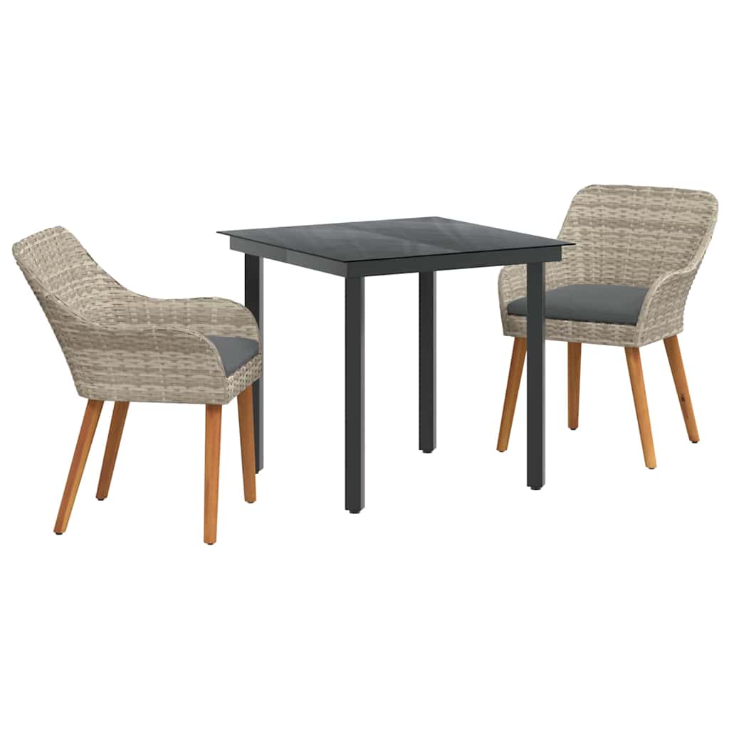 Set da pranzo 3 pcs Grigio chiaro Poly Rattan