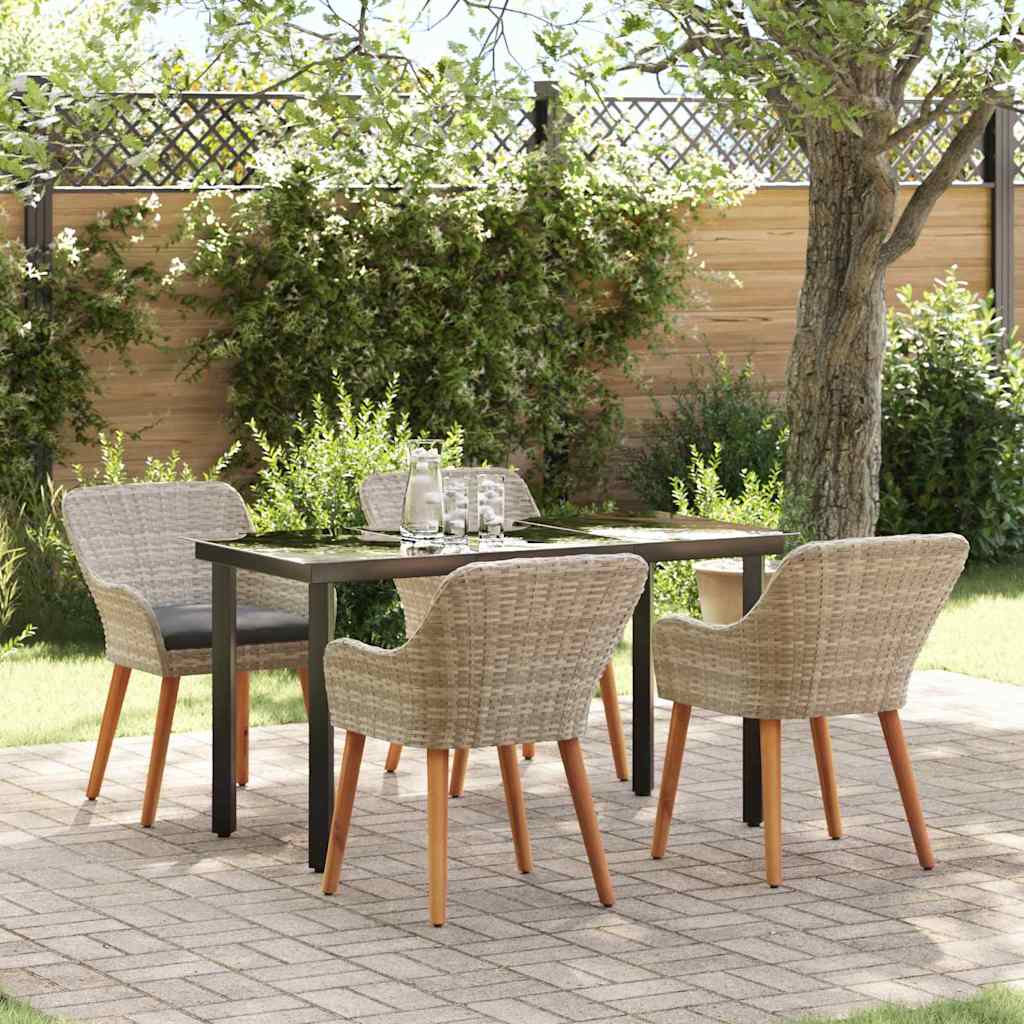 Set da pranzo 5 pcs Grigio chiaro Poly Rattan