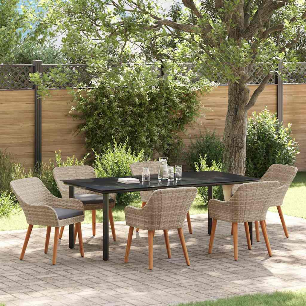 Set da pranzo 7 pcs Grigio chiaro Poly Rattan