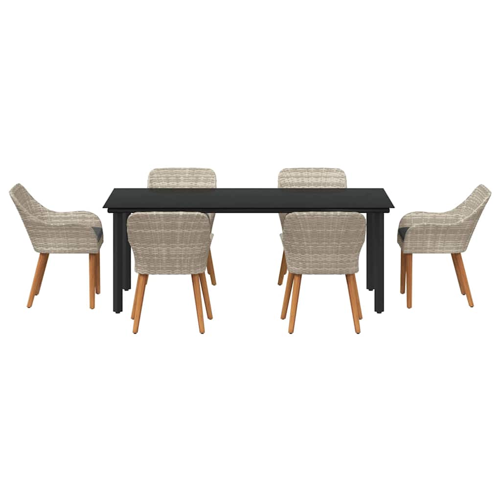 Set da pranzo 7 pcs Grigio chiaro Poly Rattan