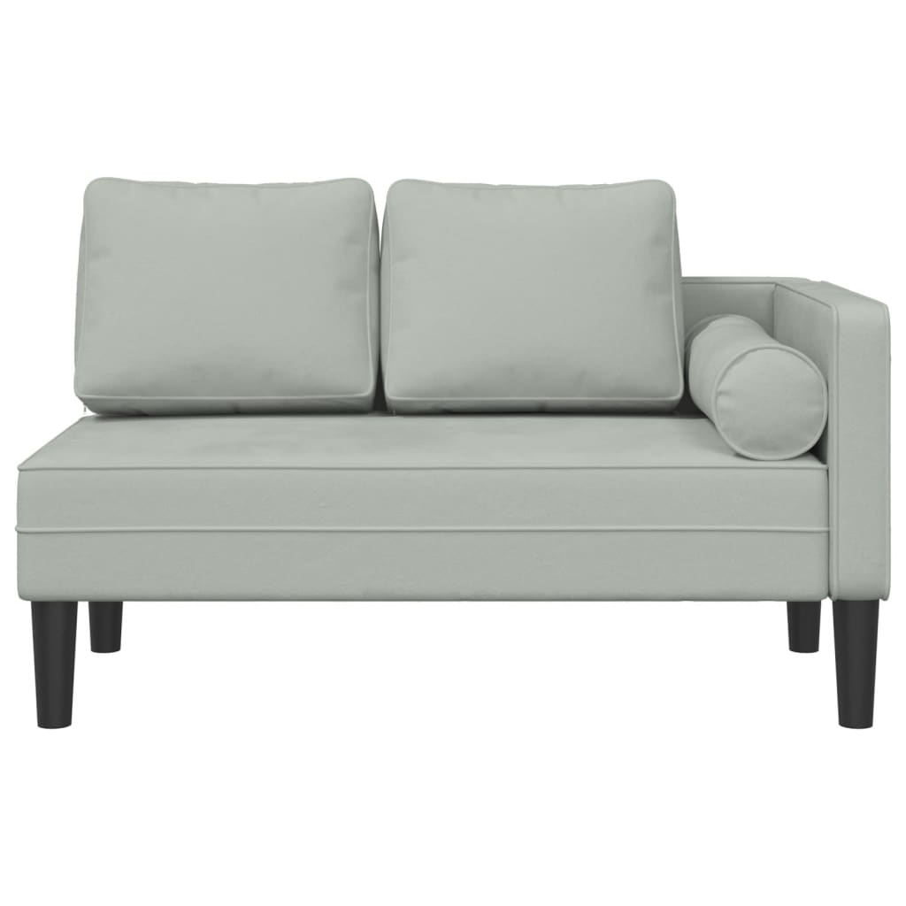 Chaise Longue con Cuscini Grigio Chiaro in Velluto - homemem39