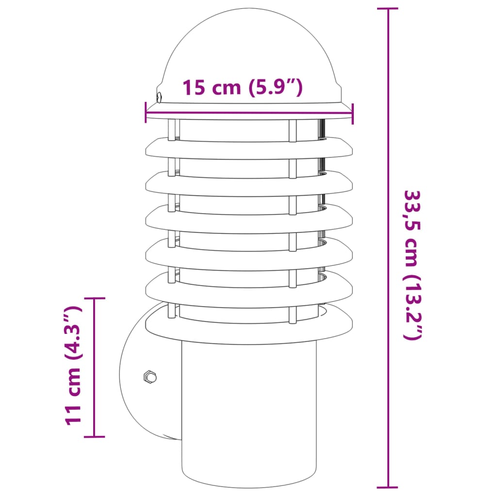 Applique da Esterno 2 pz Argento in Acciaio Inossidabile - homemem39