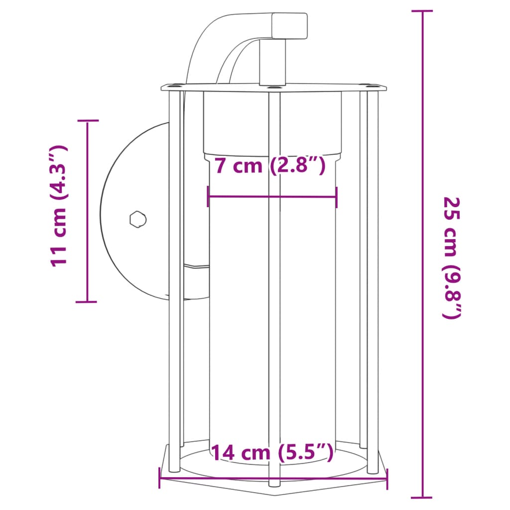 Applique da Esterno 2 pz Nere in Acciaio Inossidabile - homemem39
