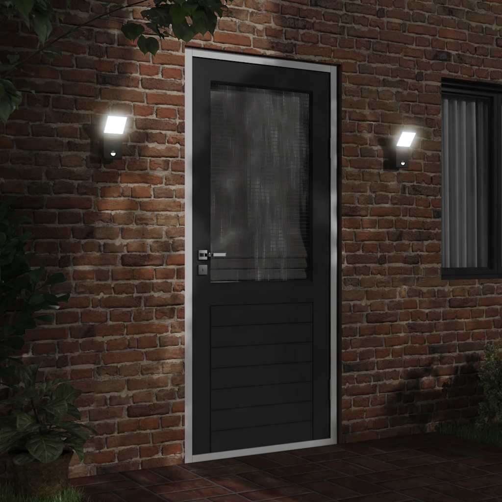 Applique con LED e Sensore Nera in Alluminio Pressofuso | homemem39